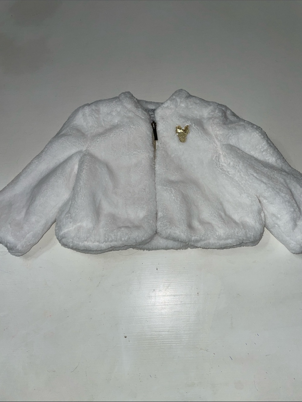 Disney Baby white fur coat with gold Mickey size 18-24 months